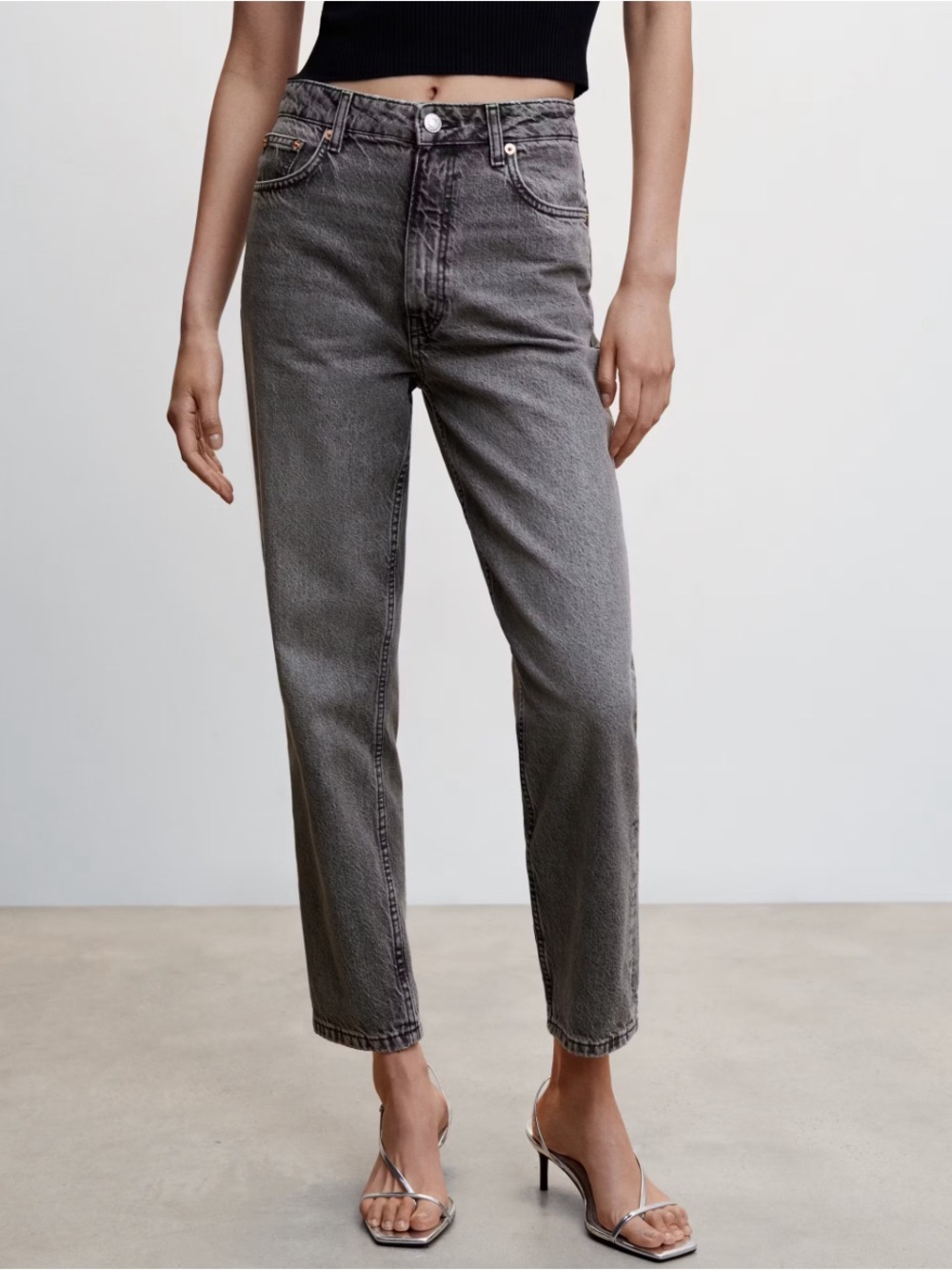 Mango MNG Mom Jeans Grey Wash Size 4
Cotton